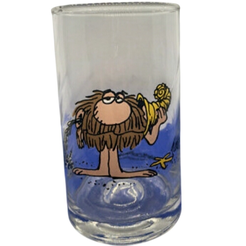 Vintage B.C. Comic‎ Johnny Hart Caveman Drinking Collectable Glass Tumbler